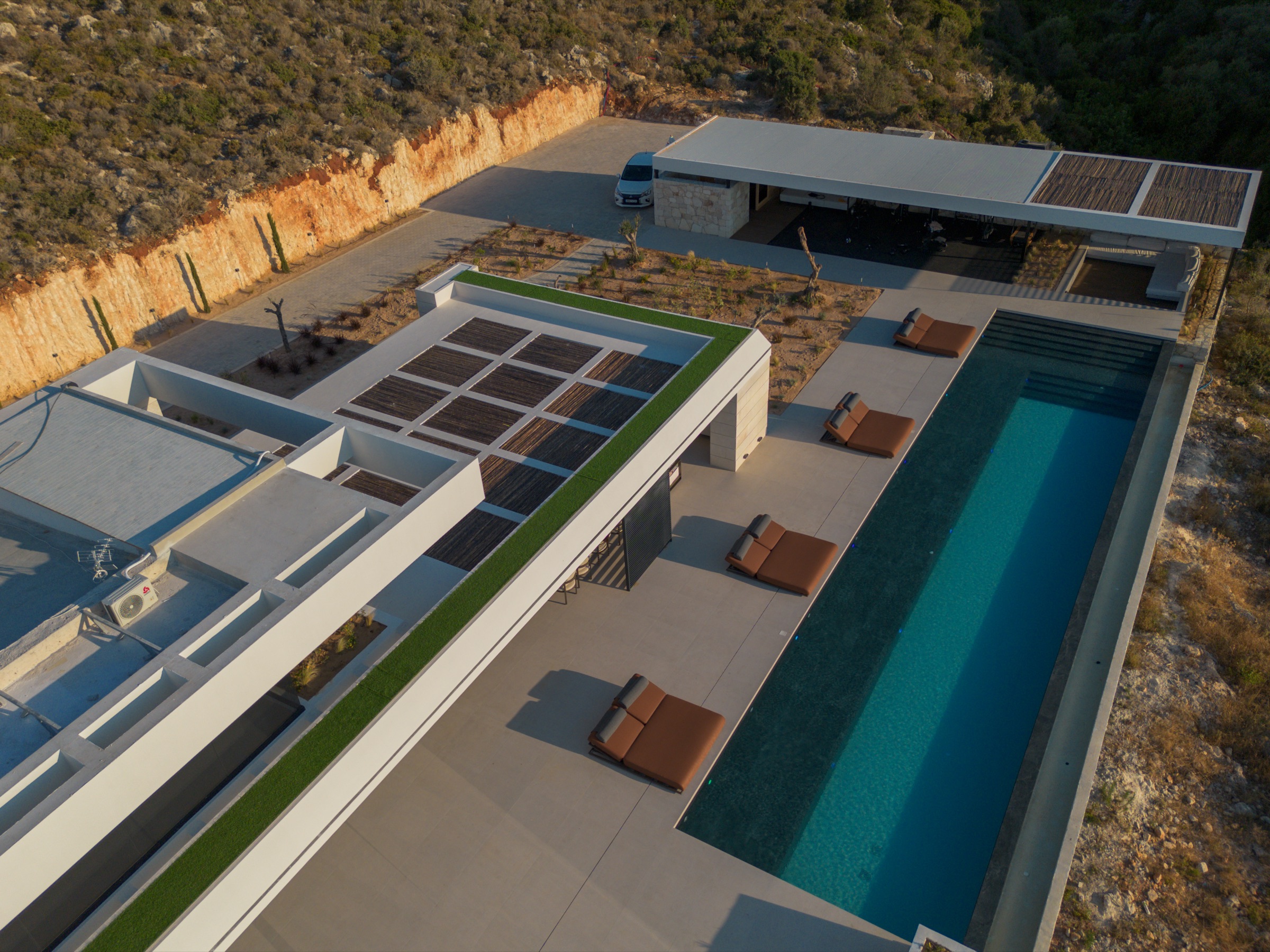 The pool from above at sunset
