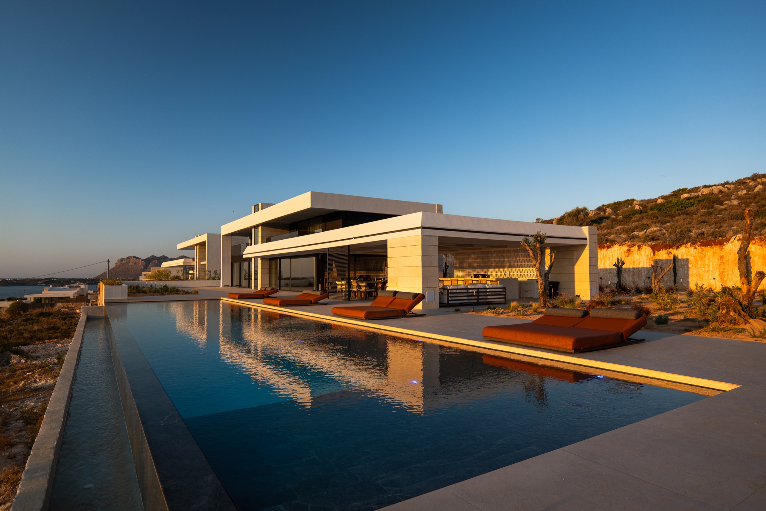 Villa KORA in Crete at golden hour